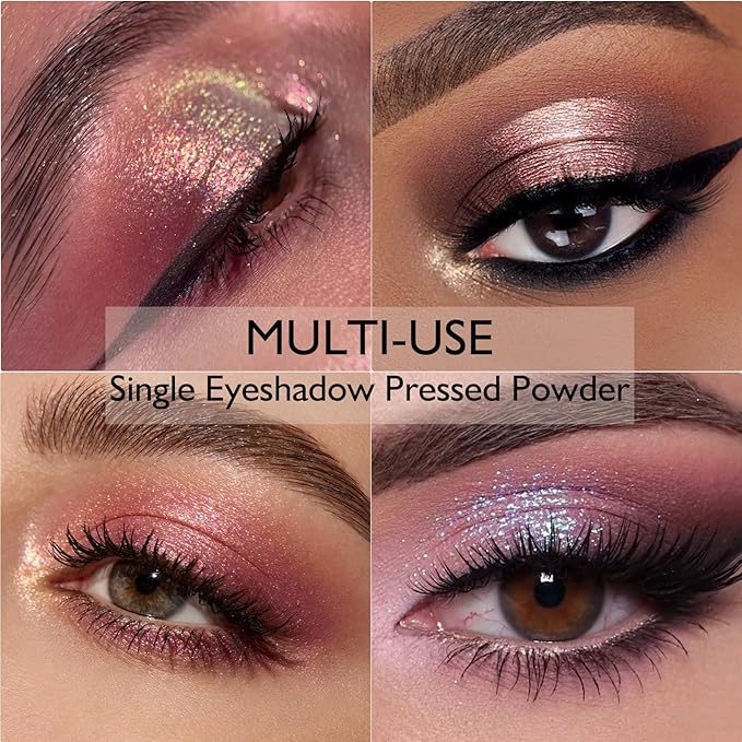 Mauve Blue Glitter Eyeshadow, Holographic Duochrome Shimmer Eyeshadow Palette Color Shift Metallic Chameleon Sparkling Cream to Powder Eye Shadow Highlighter Makeup for Cool-Toned/Evening/Daily