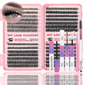 Lash Clusters Kit, 560 Pcs Eyelashes Clusters Kit 9-16mm Individual Lash Extension Kit D Curl Fluffy Wispy False Eyelashes (50D+60D+80D+100D, Lash Clusters Kit)