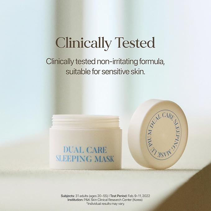 LU'PIUM Dual Care Sleeping Mask - Hyaluronic Acid & Ceramide, Overnight Hydrating Night Care, Dual Texture Gel & Cream, Moisture Balance (50g,1.76 oz)
