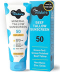 Beef Tallow Sunscreen SPF 50 – Mineral Sunscreen for Face & Body, Unscented, Reef Safe Sunscreen Lotion, Water Resistant, Zinc Oxide, Made in USA