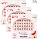 KISS Looks So Natural Trio Lash Medium Combo Pack, False Eyelashes with Tapered End Technology, 3D Lengths & Angles, Easy Grip Tray with Built-In Glue Pocket, 30 Trio Lashes in Short & Medium Lengths