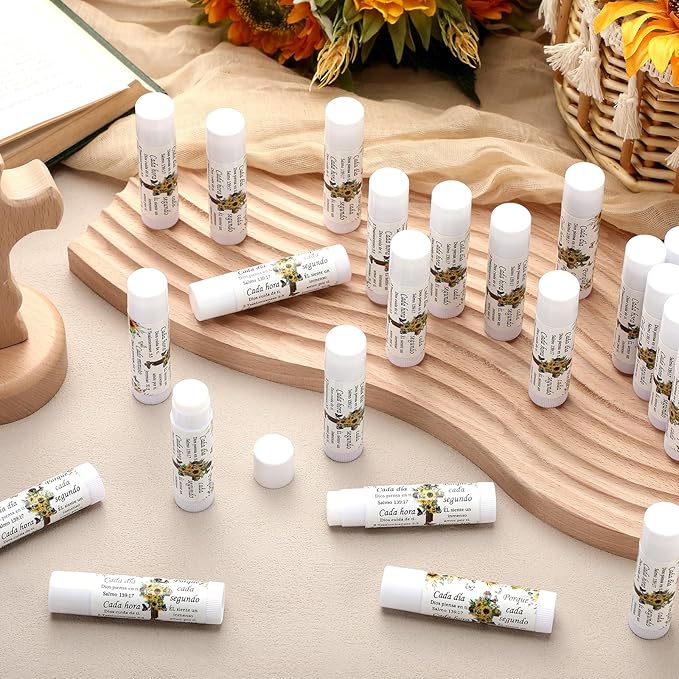 50 Pcs Christian Gifts for Women Spanish Religious Lip Balm Bulk Bible Verse Spanish Mother's Day Gifts for Women Faith Religious Scripture Church Party Favor for Teacher Nurse Coworker Employee