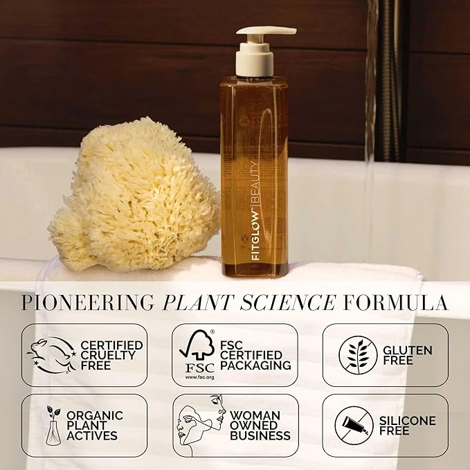 FITGLOW Beauty Cloud Body Wash | Barrier-Protecting Hydrating Gel Cleanser with Ceramides + Cloudberry | Multi-Use for Body, Face & Hair | Gentle, Non-Stripping | 500ml / 16oz