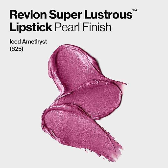 REVLON Super Lustrous Lipstick, Creamy Formula For Soft, Fuller-Looking Lips, Moisturized Feel, Iced Amethyst (625), 0.15 oz (Pack of 2)