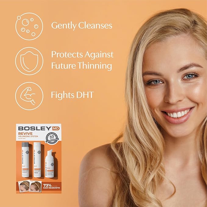 BosleyMD BosRevive Color-Safe Hair Care Kit for Thinning Hair, Starter Size (30 Days) – Shampoo, Conditioner & Thickening Treatment with Biotin, Panthenol & Botanical Extracts