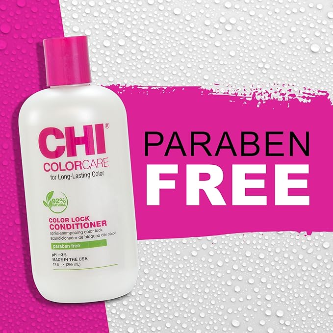 CHI ColorCare Color Lock Conditioner, Locks In Color & Replenishes Moisture For Color-Treated Hair, Sulfate, Paraben, & Cruelty-Free, 12 Oz