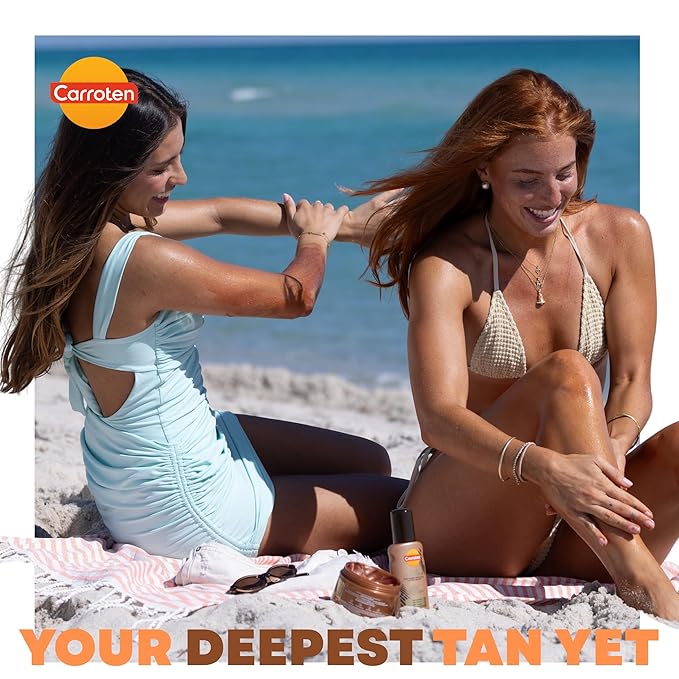 Carroten Gold Shimmer Tanning Gel | Browning Tan Accelerator | Non-Greasy, Water-Resistant with Carrot & Coconut Oil | Vitamin A & E For Moisture & Hydration | Made in Greece | 5 Fl Oz