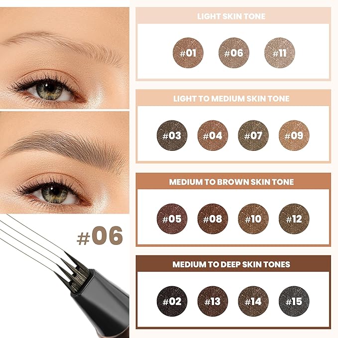 2 Pack 4-Tip Microblading Eyebrow Pen with 2 Brow Brushes, Waterproof Vegan Formula Eyebrow Pencils for Women to Effortlessly Create Natural Hair-Like Strokes, All-Day Wear (Blonde)