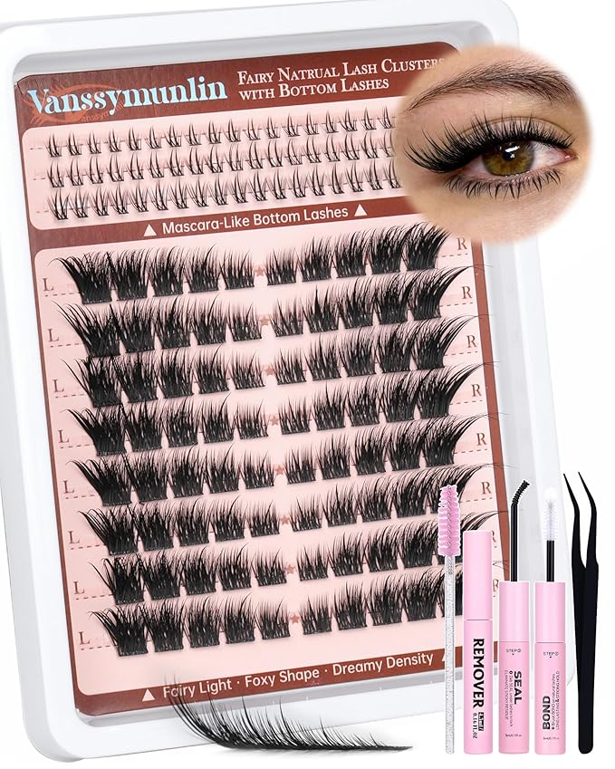 Manga Spikes Lash Clusters Kit with Remover with Bottom Lashes Wispy Cluster Eyelash Extensions Kit CD Curl Wide Eyelashes Clusters DIY Fox Eye Individual Lashes Volume Waterproof Lash Extension