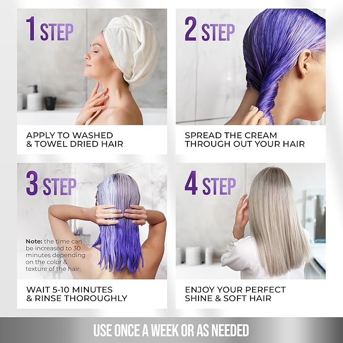 SUNATORIA Purple Hair Mask for Blonde & Bleached Hair, 2-in-1 Keratin Toning Conditioner for Brass Control, Helps Reduce Yellow Tones While Softening Dry Color-Treated Strands | 8.5 Fl Oz