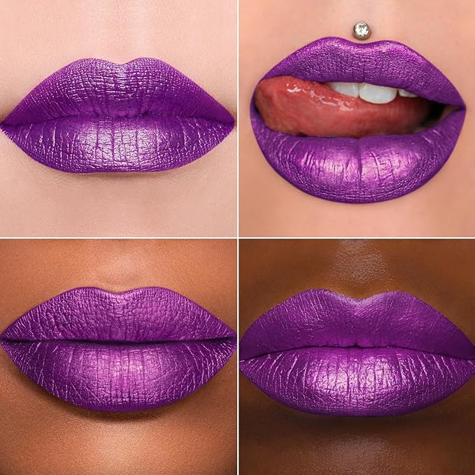 MAKI YIKA Purple Lipstick for Women Metallic Lipsticks for Mother Glitter Long Lasting Lipstick No Smudge No Transfer Liquid Lip Gloss (BR18 Amethyst)