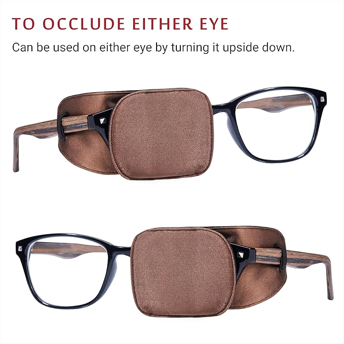Astropic Silk Eye Patch for Adults Kids Glasses to Cover Either Eye (Medium, Brown)
