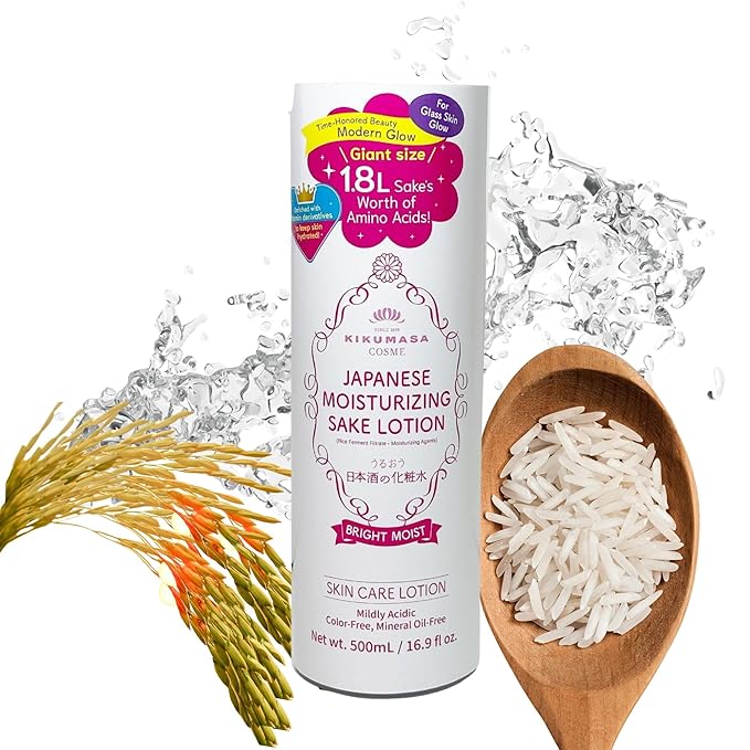 Kikumasamune Moisturizing Face and Body Lotion for Dry Skin, Hydrating Moisturizer Sake Toner Lotion from Japan for Women and Men 16.9 Fl Oz/ 500mL, Clear Moist