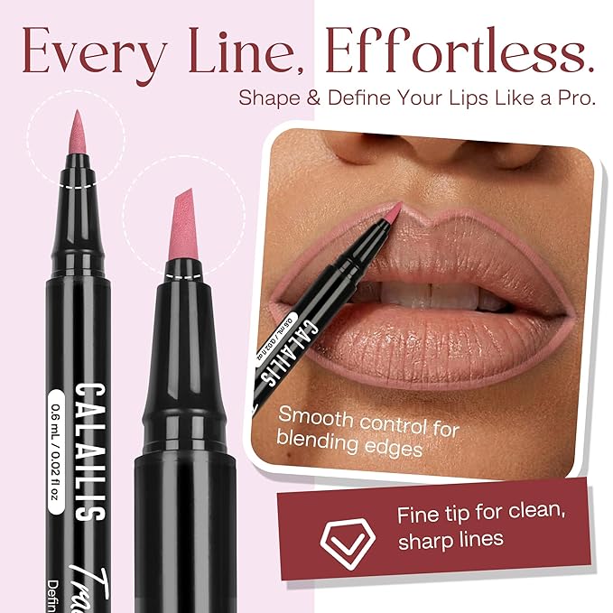 CALAILIS Lip Liner, Long Lasting Liquid Lip Liner Pencil, Waterproof and Smudge-proof Matte Semi Permanent lipliner Stain, Seamless Make Up with All-Day Color (#31 Nude Whisper)