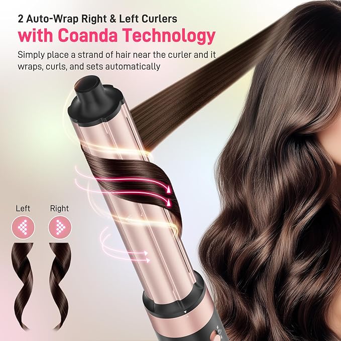 MESCOMB Dual Voltage Hot Air Styler Wrap - 5 in 1 Hair Dryer Brush,Multi Hair Styler, with Fast Drying Blow Dryer, Styling, Straightening & Volumizing-Gift for Women (Black + Pink)