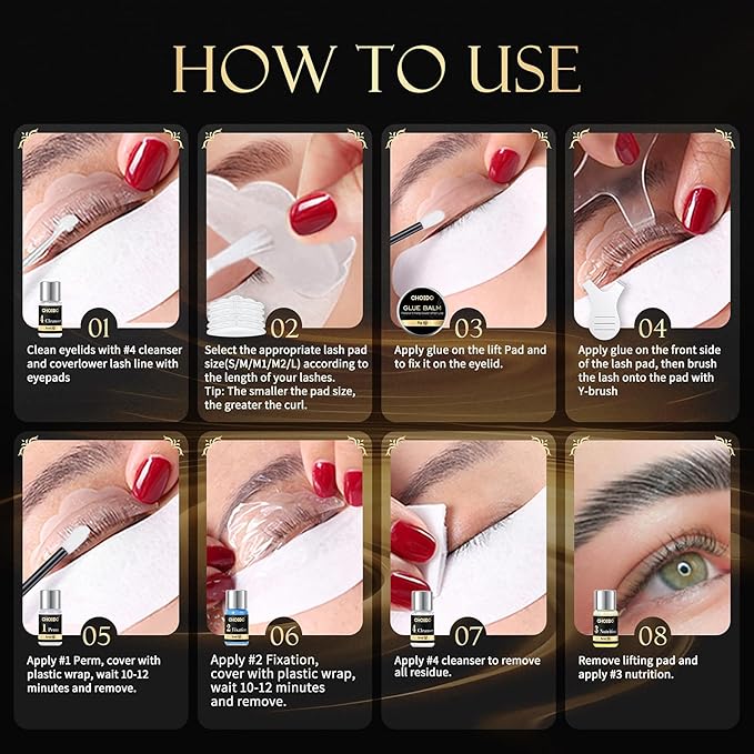 Lash Lift Kit - Eyebrow Lamination Kit, Eyelash Perm Kit, Professional Eyelash Curling Lash Extension & Eyebrow Lift 2 in 1 Kit, Easy to Use at Home Diy & Salon, Lasts For 6-8 Weeks (Black)