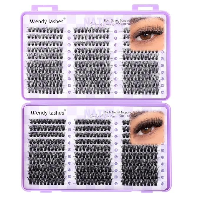 WENDY LASHES Clusters 40D+60D Eyelash Clusters 600PCS 9-16mm D Curl Natural Lashes Fluffy Wispy False Eyelashes DIY Cluster Eyelash Extensions