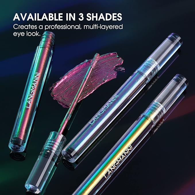 Metallic Liquid Chameleon Eyeshadow, Multi-Dimensional Eye Looks, Long-lasting Holographic Glitter Multichrome Eyeshadows Makeup (#Peacock+Wonder+Ember)