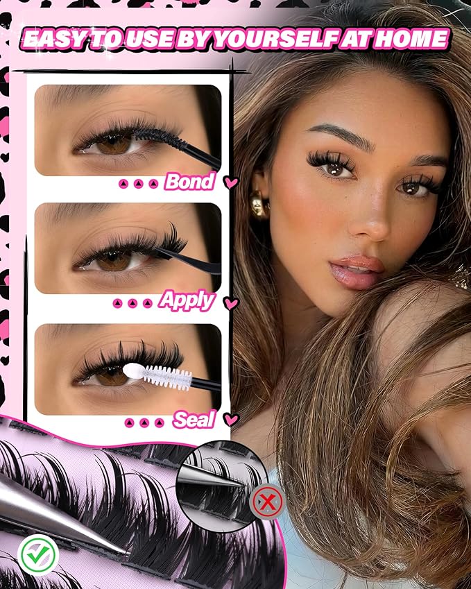 Wispy Lash Clusters Kit Manga Eyelash Clusters 12-16MM D Curly Fluff Lashes Clusters Kit Manga Cluster Eyelash Extensions Anime Individual Lashes Kit with Lash Bond&Seal Tweezers Brushes by Zegaine