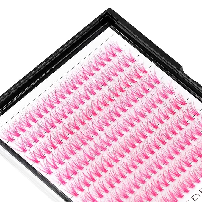 →VAYATOR False Eyelashes 3Styles D Curl 10-18mm 200Pcs To Choose Lashes Extensions Cluster Individual Lash Extensions Reusable False Eyelashes Easy Grafting （Pink-D Curl-16mm）