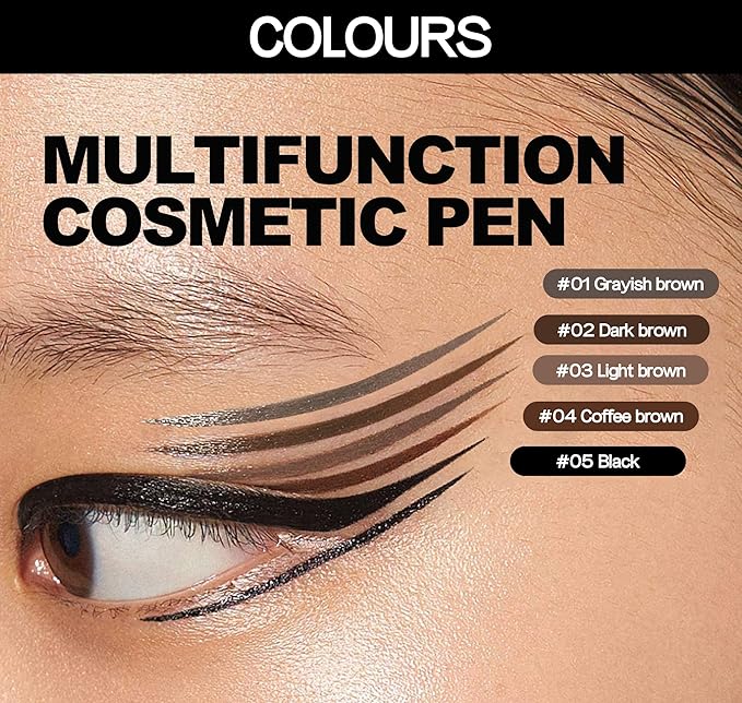 Ultra-Fine Liquid Eyeliner & Eyebrow Pencil, 2 In 1high-Pigmented Multifunctional Wild Water Eyebrow Pencil, Felt-Tip Quick Drying Waterproof Eye Liner Pen Women Perfect Eye Makeup (04)