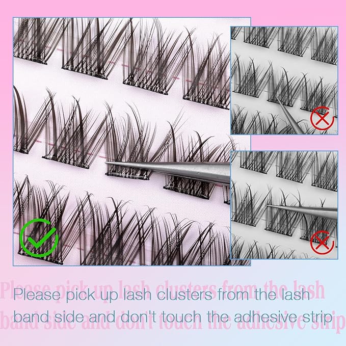 Self Adhesive Eyelashes Natural Self Adhesive Lash Clusters Pre glued Eyelash Clusters zanlufly No Glue Needed Lashes Wispy C-curly Cluster Eyelash extensions 10-16MM Individual Lashes
