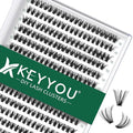 KEYYOU Lash Clusters 300pcs Individual Lashes, 40D 0.07D Curl 10mm DIY Eyelash Extension, Soft & Natural Volume Cluster Lashes with Large Tray