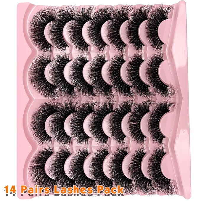 loladook Fluffy Lashes Mink Wispy Cat Eye Faux Mink Lashes Pack Soft Fake Strip Eyelashes 18mm Long Volume False Eyelashes Natural Look