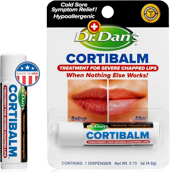 Dr. Dan's Cortibalm-1 pack- for Dry Cracked Lips - Healing Lip Balm for Severely Chapped Lips - Designed for Men, Women and Children