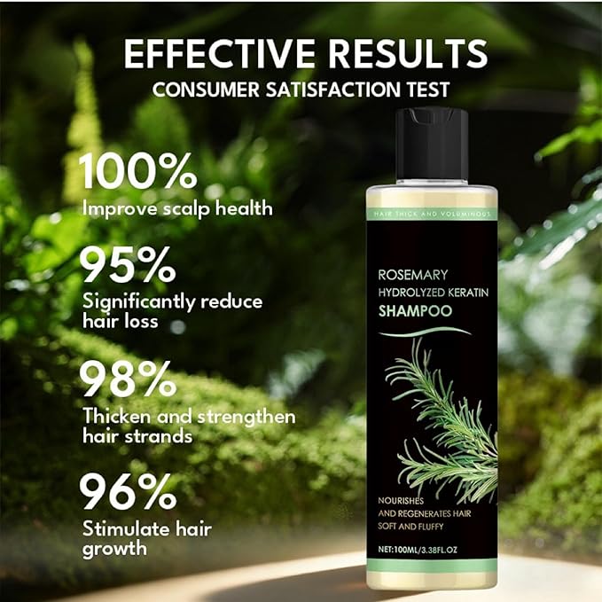 Rosemary Hair Growth Shampoo, Rosemary Hydrolyzed Keratin Shampoo for Thinning Hair and Hair Loss, Nourishes and Regenerates Hair for Women and Men (2Pcs)