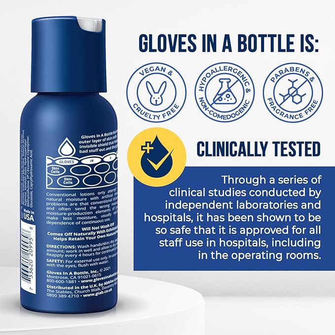 Gloves in a Bottle Shielding Lotion Great for Dry Itchy Skin, Grease-Less and Fragrance Free, 2 oz./60 mL, Pack of 3