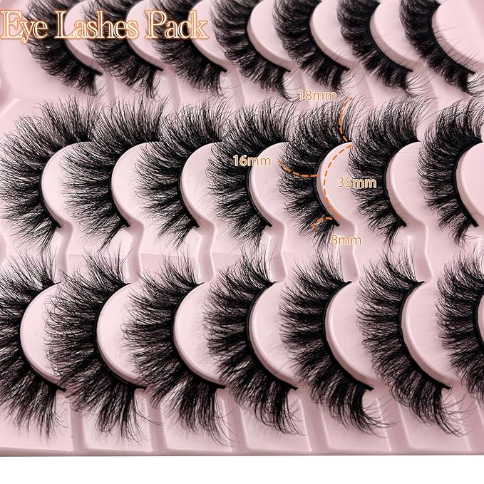 Mink Lashes Wispy Cat Eye Natural Fluffy Strip Lashes Pack C Curl False Eyelashes Natural Look Soft Cateye Faux Mink Eyelashes Bulk