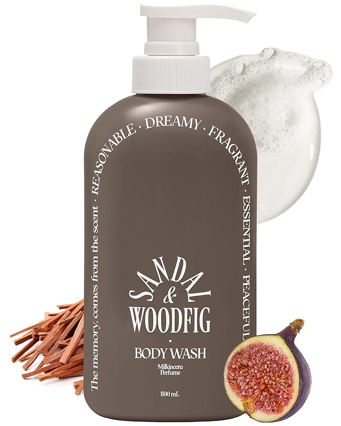 ODID Milk in Cera Perfume Body Wash - Korean Moisturizing Body Cleanser for All Skin Types - with Milk Protein and Ceramide, 16.9 fl.oz. (Sandal Woodfig)