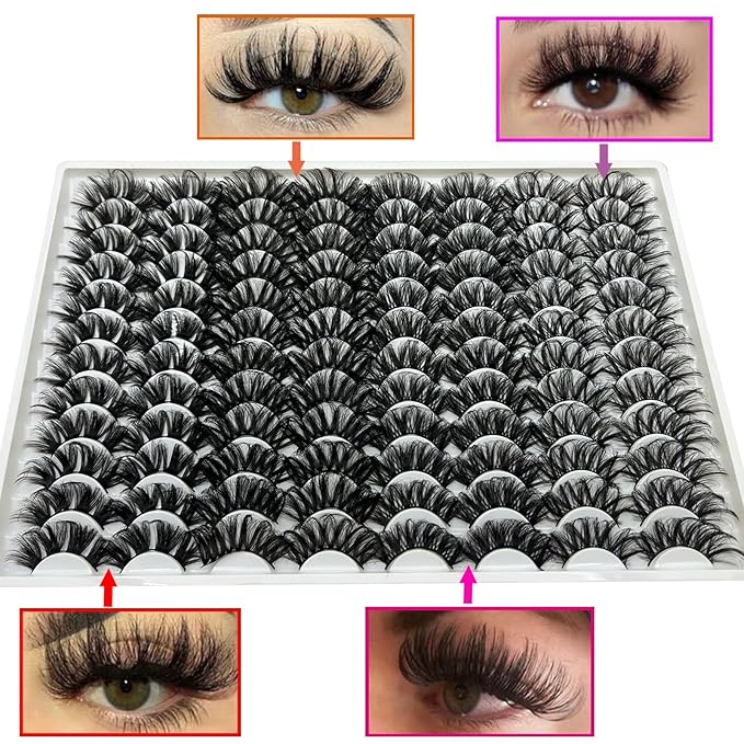 25MM Mink Lashes 48 Pairs Pack 25 mm False Eyelashes Long Dramatic 5D Full Volume Fake Eyelashes 4 Styles Wispy Curly Mink Eyelashes Wholesale, by TIMELABS