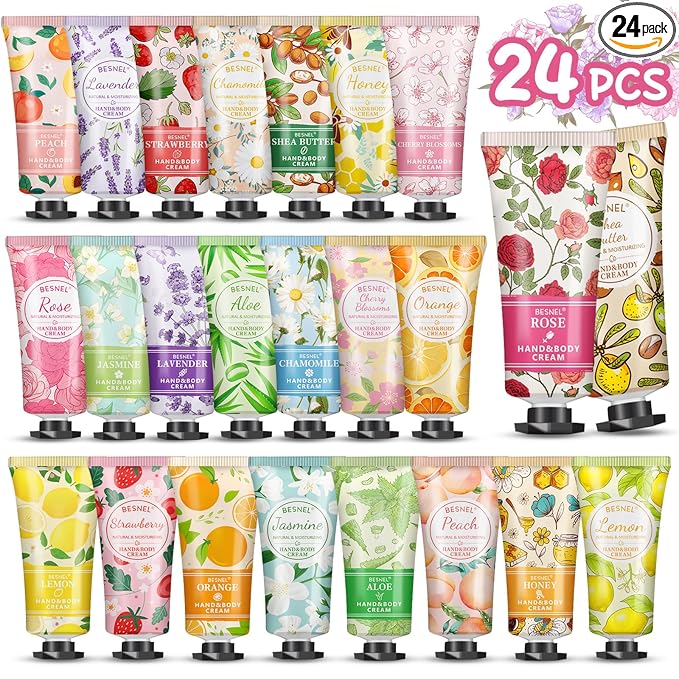 24 Pack Hand Cream Gift Set For Women, Teacher Appreciation Gifts, Mini Hand Lotion Travel Size in Bulk for Dry Cracked Hands, Graduation Gifts, Birthday Gift, Bridesmaid Gift,Party Favors