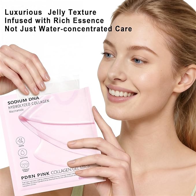 4-Pack Salmon DNA (PDRN) Pink Collagen Jelly Mask - Soothing & Hydrating Gel Face Mask for Sensitive Skin, Korean Skincare