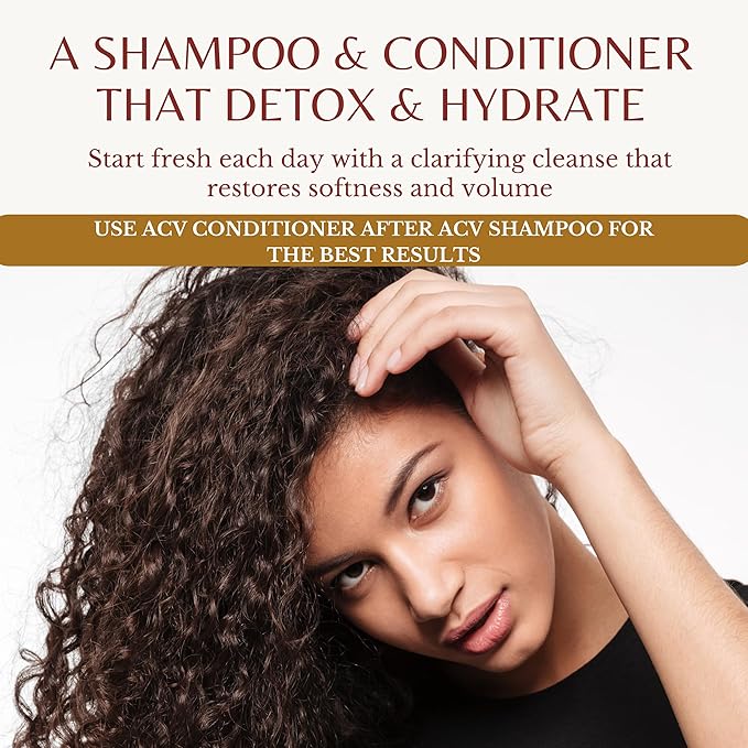 Edenika Botanicals Apple Cider Vinegar Shampoo and Conditioner Set, Deep Cleans, Clarifies, Detoxes Scalp & Hair, Balances pH, Botanical, Sulfate & Paraben Free, 16 fl oz Each