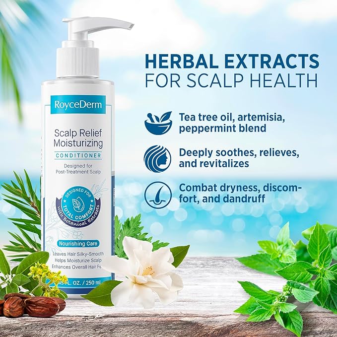 Roycederm Scalp Care Conditioner for Dry, Itchy & Flaky Scalp - Hydrating Formula for Oily Hair & Dandruff-Prone - Daily Moisturizing & Balancing Hair Conditioner