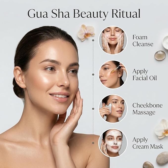 Stainless Steel Gua Sha Tool, Gua Sha Facial Tools, Durable GuaSha Tool for Jawline Sculpting, Face Massager, Puffiness Reducing, Skin-Care Gift