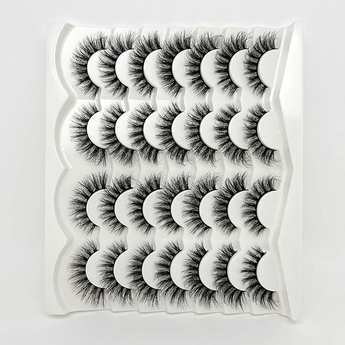 Natural Lashes D Curl 16mm Short Wispy Fake Eyelashes Pack Full Strip Lashes Mink Cat Eye False Eyelashes Natural Look