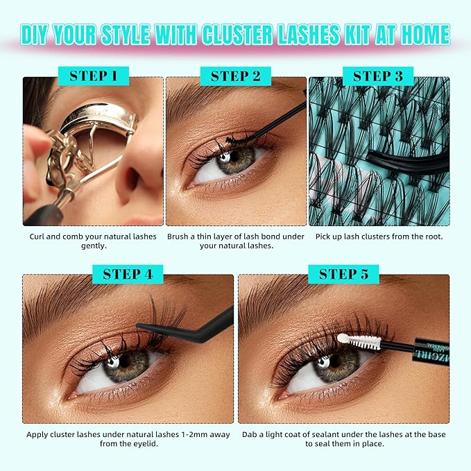 Lash Clusters 400pcs, 30D Mixed Tray DIY Eyelash Extension, D Curl Natural Wispy Individual Lashes Faux Mink & Cruelty Free Reusable Lash Clusters Extensions Black (30D, 9-18mm)