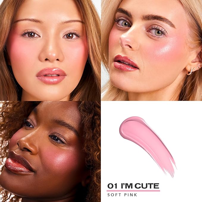 Sacheu Cheek STAY-N Liquid Blush for Cheeks — High Pigment, Buildable, Lightweight Cream Blush for Dewy & Radiant Flushed Cheeks — Long-lasting & Cruelty Free (I'm Cute)