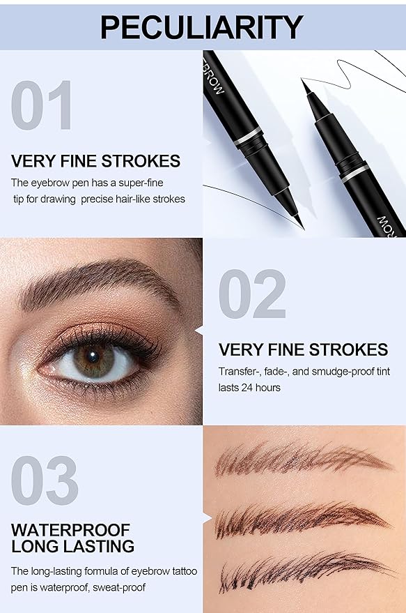 Ultra-Fine Liquid Eyeliner & Eyebrow Pencil, 2 In 1high-Pigmented Multifunctional Wild Water Eyebrow Pencil, Felt-Tip Quick Drying Waterproof Eye Liner Pen Women Perfect Eye Makeup (04)