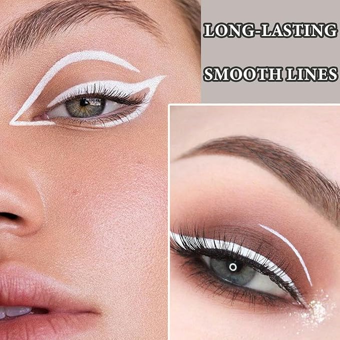 5 PCS White Eyeliner Pencils,Professional Long Lasting Waterproof White Makeup Pencils,Highly Pigmented Inner Corner Eye Highlighter Eyeliner Pencil,Eye Liner Pen Sets 02