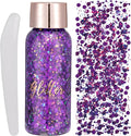 Mermaid Sequins Chunky Glitter Liquid Eyeshadow Glitter Body Gel Festival Glitter Cosmetic Face Hair Nails Makeup Long Lasting Sparkling 30g (#108 Dark Purple)