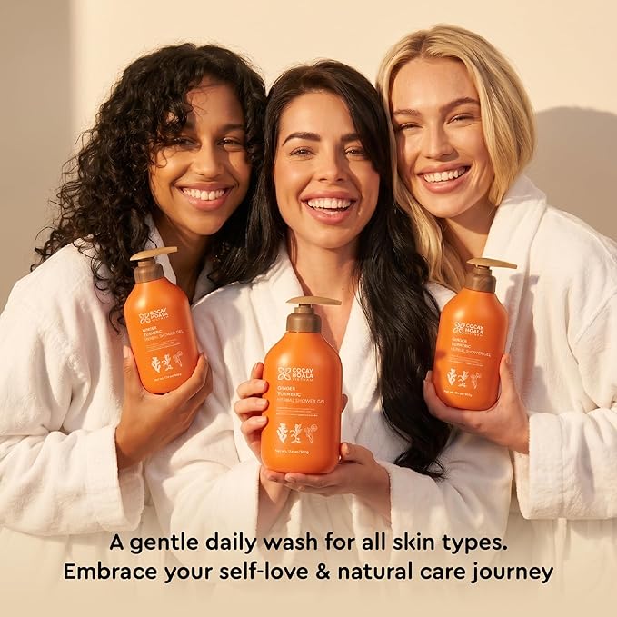 Turmeric Exfoliating Body Wash with Ginger & Centella, Gentle Shower Gel for Sensitive Skin, Moisturizing Deep Cleansing, Paraben Silicone Free, Spa Gifts for Women