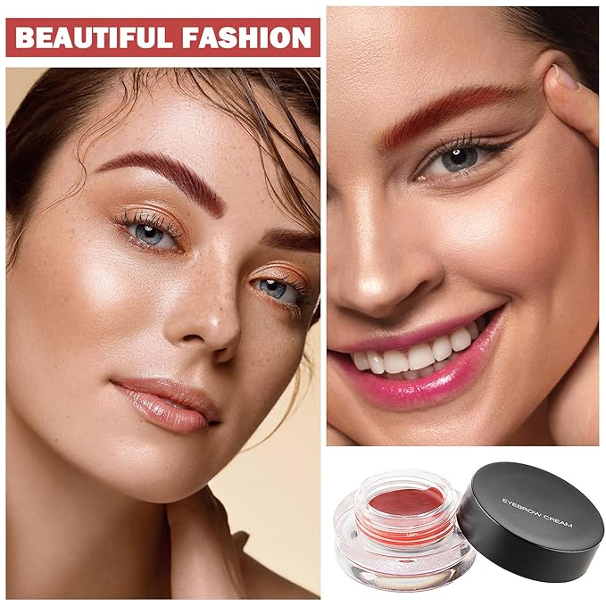 Eyebrow Pomade Cream,Brow Pomade Gel Naturally Long Lasting Waterproof,Delicate and Smooth Eye Brow Makeup Cosmetics with Eyebrow Brush - Bright Red