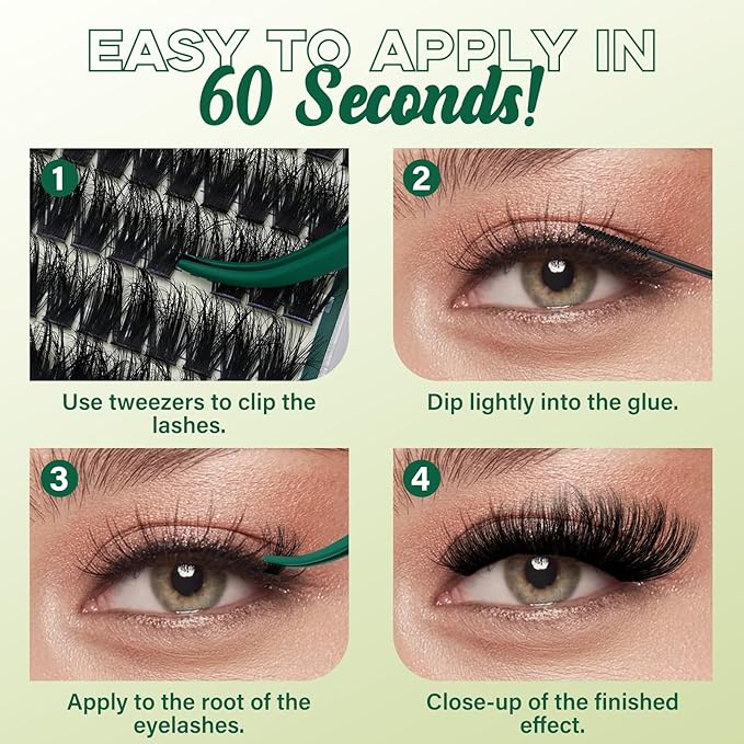 KEYYOU Lash Clusters 3D Effect Eyelash Clusters 280pcs Individual Lashes Wispy Lashes Volume Cluster Lashes Natural Soft DIY Lash Extension(3D-100D-D-9-18MIX)
