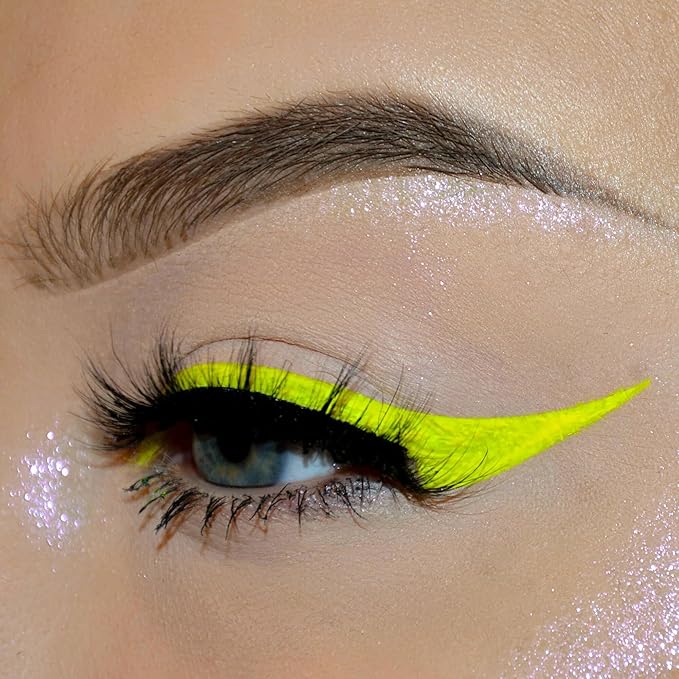 UV Neon Liquid Eyeliner, Matte Colored Eyeliner Pen, Waterproof Smudge-proof Pigmented Eye Liner, Glow Brightly Under UV Lights, Colorful Eye Makeup For Rave Party Music Festival, Neon Yellow