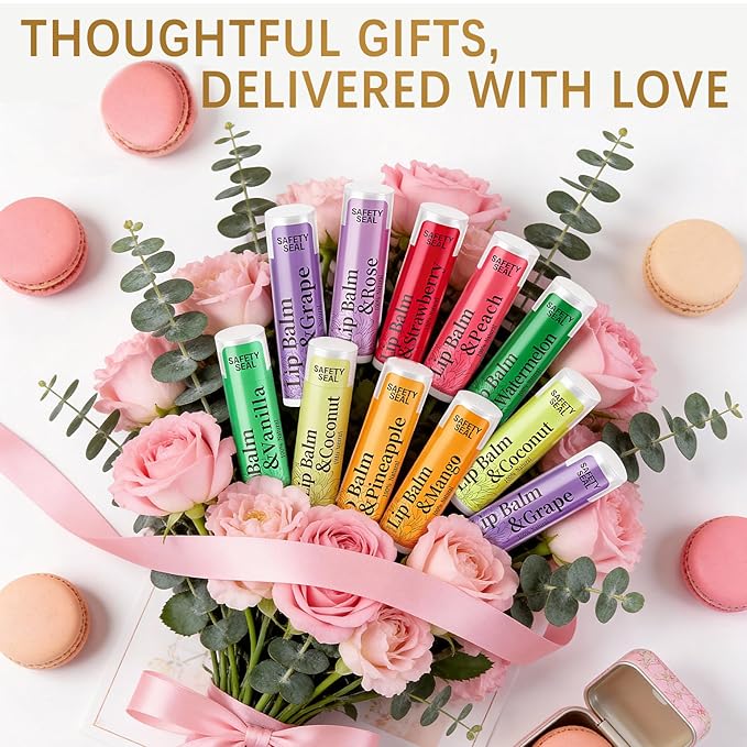 RBUGR 168 Pcs Lip Balm Bulk - All Organic Natural Moisturizing Gift Set for Women, 12-Flavored Bulk for Dry Cracked Lips (4.2g/0.15oz)